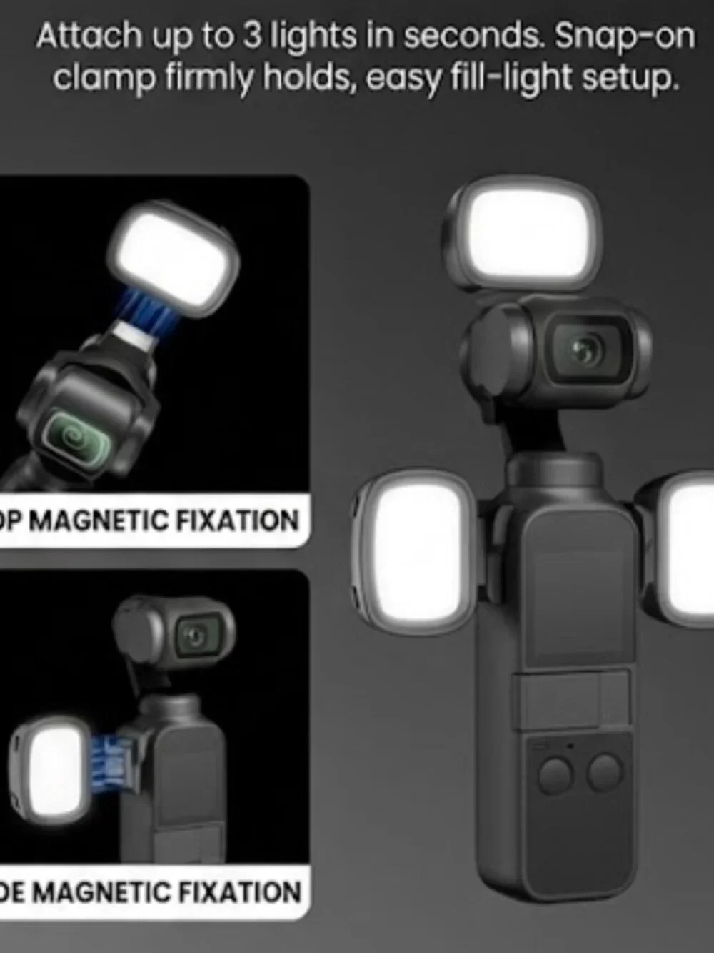 DJI Pocket 3/4 Magnetic LED Light Dual Pack for Compact Gimbal 3 Color Modes